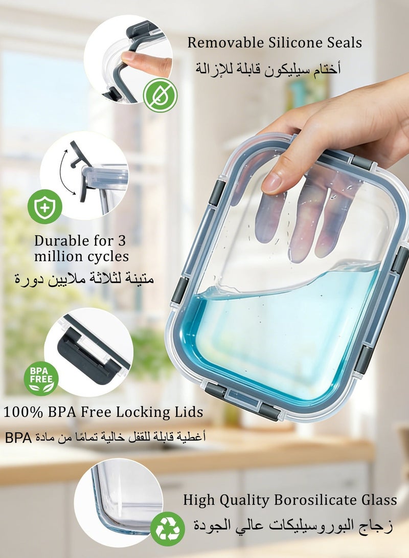 WEMART 12-Piece Glass Food Storage Containers with Airtight Lids, Glass Meal Prep Containers for Kitchen Storage, Leak-Proof & BPA-Free, Microwave, Oven, Freezer and Dishwasher Safe, Black - Image 5